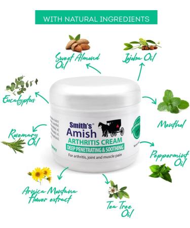 Smiths Amish Arthritis Cream 4 oz Jar - Soothing & Cooling with Arnica, Peppermint, Tea Tree, Rosemary & Eucalyptus - Buy Online on GoSupps.com