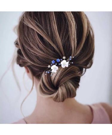 Blue Rhinestone Wedding Lace Flower Hair Pins - Bridal Crystal Headpieces for Women and Girls (Pack of 2) - Buy Online on GoSupps.com
