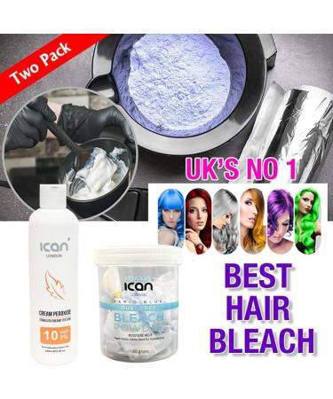 ICAN LONDON PROFESSIONAL CREAM PEROXIDE 10 VOL 3% 250 ML + RAPID BLUE POWDER BLEACH 80 G JAR SET - Buy Online on GoSupps.com