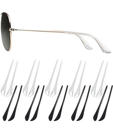 10 pairs of silicone coatings anti -slip cover slipproof gently anti -slip glasses hinge repair spare parts glasses replacement accessories for metal thin sunglasses glasses (black transparent)