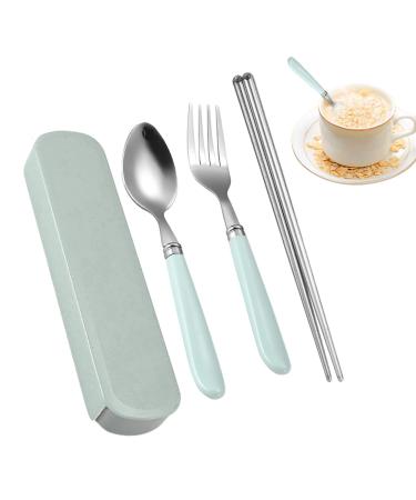 Flatware Set | Stainless Steel Cutlery Flatware - Portable Fork Spoon with Storage Box Dinner Utensils for Family School Kitchen Picnic
