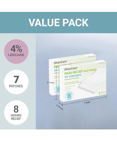 ishancare Lidocaine 4% Patches Pain Relief Maximum Strength Fast-Acting for Back Neck Shoulders Knees Elbows Topical Analgesic Unscented 14 Count 14 Count(Pack of 2) - Buy Online on GoSupps.com