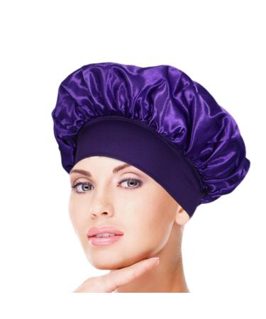 Satin Hair Drying Towel Satin Hair Towel Wrap Hair Poping Towel Satin Hair Towel for Women Anti-Frizz Satin Towel Protective Hair Turban Wrap for Most Hair Types Purple