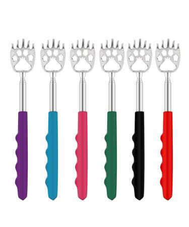 6 Pack Telescoping Back Scratcher - Bear Claw Back Scratchers - Portable Extendable Backscratcher with Rubber Handles in Black, Blue, Green, Purple, Red, Pink Color - Buy Online on GoSupps.com
