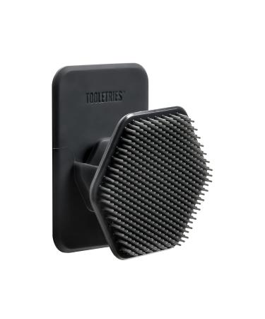 Tooletries  Silicone Face Scrubber & Holder - Gentle Exfoliator Facial Cleansing Brush with Shower Storage Grip - Removes Dead & Dry Skin - Soft-Touch Shower & Bathroom Accessory - Charcoal