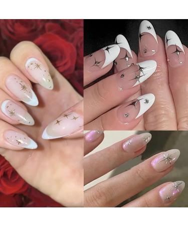 6 Sheets 3D Star Nail Stickers - Shiny Gold Silver Black & White Decals for DIY Nail Art & Manicure Decoration Supplies - Buy Online on GoSupps.com