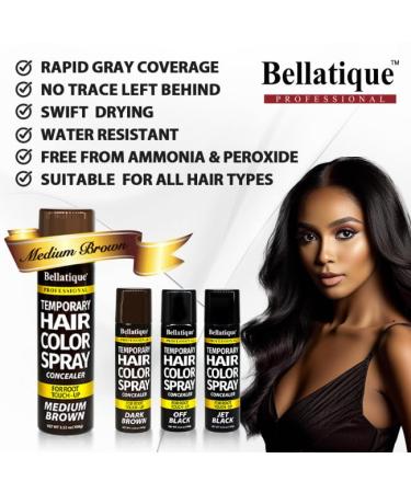 Temporary Hair Color Spray Concealer - Quick Root Touch-Up Fast Drying No Residue Ammonia & Peroxide Free - Medium Brown 3.52 oz - Buy Online on GoSupps.com