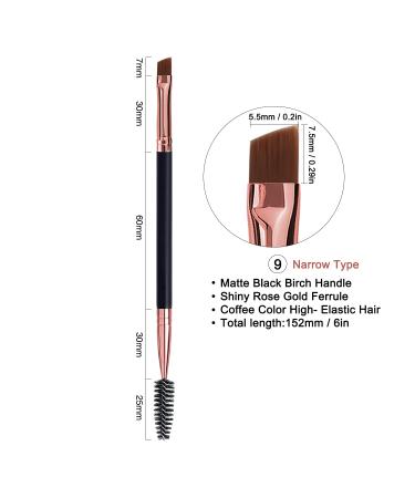 Duo Eyebrow Brush Set - Spoolie and Angled Brow Brushes for Eye Makeup (5pcs, Black) - Buy Online on GoSupps.com