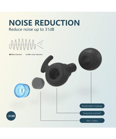 31dB Noise Cancelling Ear Plugs for Hearing Protection - Soft & Reusable Earplugs for Sleep, Concerts, Study, Flights - 14 Silicone & Foam Tips - Black - Buy Online on GoSupps.com