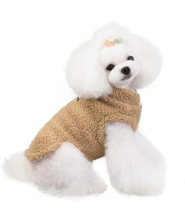 Shop Tineer Warm Cashmere Coat for Small & Medium Dogs | Outdoor Fleece Jacket - L Khaki (Light Brown) - Buy Online on GoSupps.com