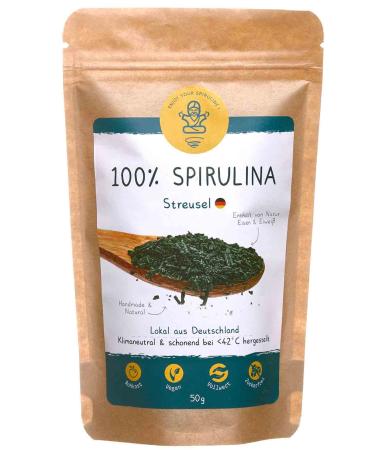 100% algae German Spirulina Strussel I ecological vital substances raw food gluten -free vegan diet full of nutrients pure natural product from German cultivation without additives (50g) Stray 50 g (1 Pack)
