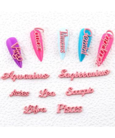 12 Constellations 3D Pink Nail Charms - Alloy Zodiac Rhinestones for Acrylic Nails | Nail Art Supplies - Buy Online on GoSupps.com
