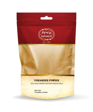 Spicy World Coriander Powder 5 Pound Bulk Bag - Ground Pure from Indian Coriander Seeds