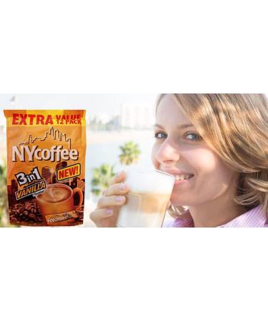 NYCoffee 3 in 1 Sachets (48) Vanilla Flavour Bundled With Temas Store 48 Coffee Stirrers| Vanilla Coffee Sachets Individually Wrapped | Add Hot Water & Stir |Instant Coffee Gifts For Coffee Lovers - Buy Online on GoSupps.com