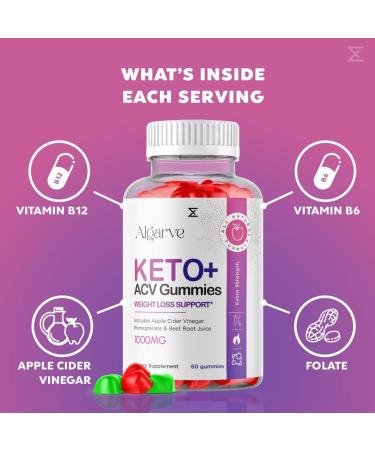 Algarve Keto Gummies with ACV for Advanced Weight Loss - 60 Count Pack - Shark Tank Approved for Men and Women - Buy Online on GoSupps.com