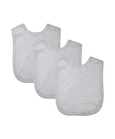 Royal Icon Baby Bibs 0-6 Months & 6-12 Months 100% Organic Cotton Hook and Loop Baby Feeding Bibs - Soft Absorbent Baby Bib - Adorable baby weaning bib For Toddler Boys and Girls Set of 3/6 /12Pc 3 x Grey