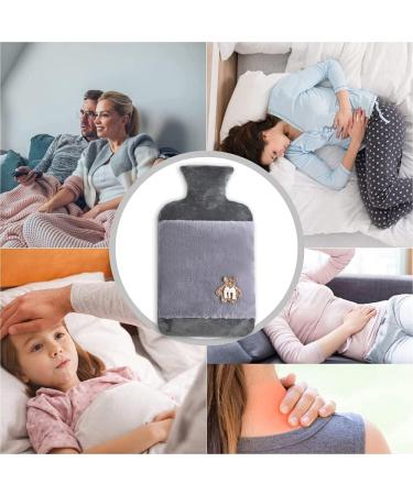 1.8L Large Rubber Hot Water Bottle with Cover - Relieve Menstrual Cramps, Neck & Shoulder Pain - Grey - Buy Online on GoSupps.com