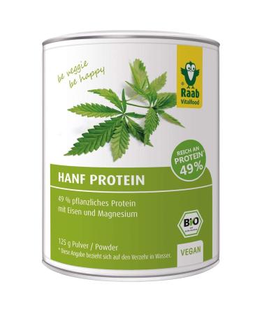 Raab Vitalfood Bio hemp protein powder vegan good bioavailability protein powder with 49% vegetable protein and omega-3 fatty acids protein powder hemp flour 1 Pack (1 x 125 g) 125 g (1 Pack)
