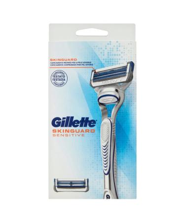 Gillette Skinguard Sensitive Bartschneider for Men Free Hand Razing 1 Handle 2 frictional blades with aloe vera clinically tested for sensitive skin ideal for delinating hair