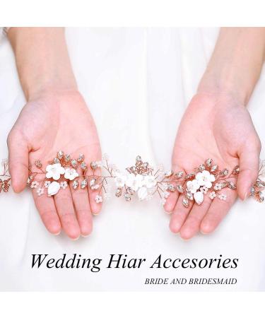 Rose Gold Bridal Hair Vine with Crystal Pearls and Rhinestones - Wedding Headband for Women - Buy Online on GoSupps.com