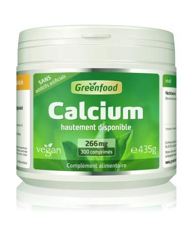Greenfood Calcium, 300 tablets, high bioavailability - for the normal functioning of digestive enzymes - NO artificial additives, without genetic engineering. Vegan.