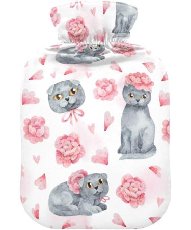 Naanle British Short-Haired Cat Heat Bottle - 1L Hot Water Bag for Pain Relief & Therapy | Transparent Warm Water Bottle for Hands & Feet - Buy Online on GoSupps.com