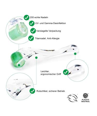 Koi Beauty 2mm Dermaroller - 200 Real Needles for Professional Microneedling Anti-Cellulite Massage & Scar Treatment at Home - Buy Online on GoSupps.com