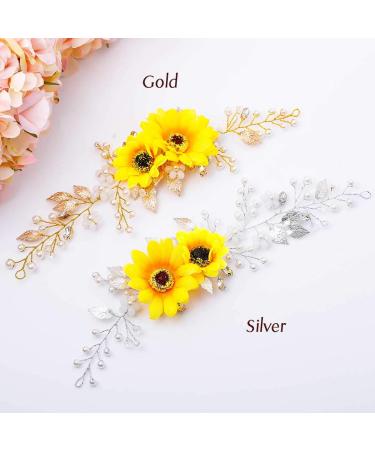 Barogirl Sunflower Wedding Hair Vine Headpiece - Gold Flower Headband for Women and Girls - Buy Online on GoSupps.com