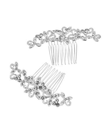 Ipetboom Rhinestone Headpiece Comb Hair Combs Barrette Crystal Rhinestone Hair Accessories Bridal Pearl Hair Comb Bridal Headpiece Alloy Hairpin Floral Hair Comb White Wedding Bride Hair up