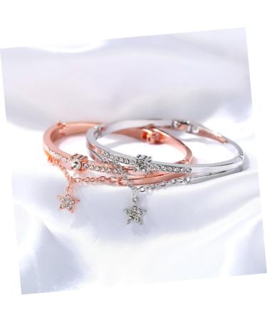 Clispeed Rose Gold & Silver Bicycle Arm Loop Bracelet Set for Women - Stylish Star Hand Decorations - 19.5cm x 1.2cm - Perfect Gift - Buy Online on GoSupps.com