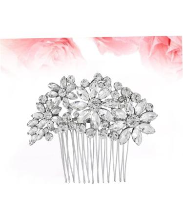 Ipetboom Bridal Headdress Hair Comb Silver Headpiece Bride Insert Comb Wedding Headpiece for Bride Empty Metal Pans for Makeup Silicone Ear Covers Tiara Miss Rhinestones Hair up - Buy Online on GoSupps.com
