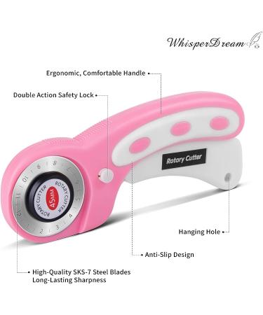 WhisperDream 45mm Pink Rotary Cutter with Safety Design + 8 Blades - Ideal for Sewing, Quilting, Fabric & Crafts - Buy Online on GoSupps.com