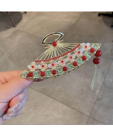 Diamond-Studded Pearl Flower Beijing Opera Fan Tassel Hairpin Grab Clip Shark Clip Creative Hair Accessories Female (Color : 2111a) - Buy Online on GoSupps.com