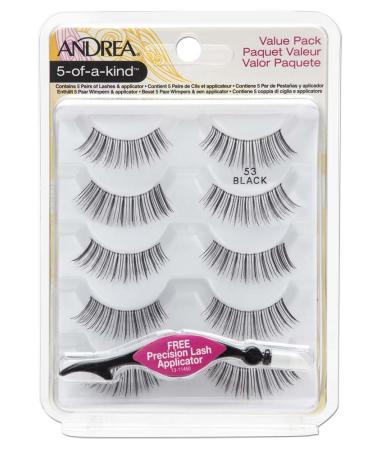 Andrea 5-of-a-Kind False Eyelashes  multi pack 53 with Applicator  1 pack 5 Pair (Pack of 1)