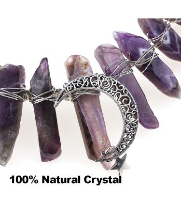 Purple Amethyst and Raw Quartz Moon Crystal Crown Headband for Wiccan Cosplay and Wedding Parties by Bubbmi - Buy Online on GoSupps.com