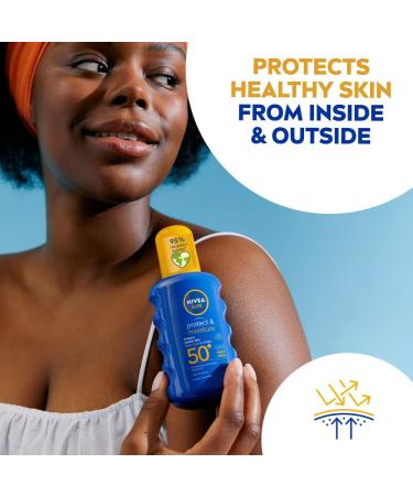 NIVEA SUN Protect & Moisture Sun Spray SPF 50+ (200ml) | Moisturising Suncream Spray | UVA & UVB Protection | 200ml - Buy Online on GoSupps.com