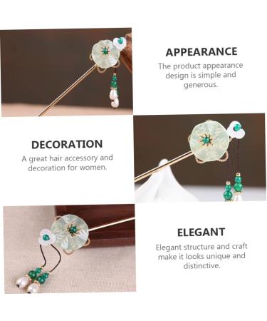 Mikinona Antique Hairpin Green Hair Clips Hanfu Girls Headwear Green Vintage Hairpin Chinese Handmade Hair Accessories Retro Chinese Stylish Clips Retro Hair Pin Copper Bride Walk - Buy Online on GoSupps.com