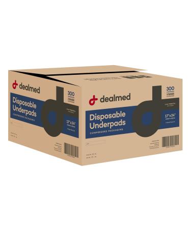 Dealmed Disposable Underpads – Non-Sterile Medical Underpads, 2-Ply Tissue Fill, 24" x 17", Blue, 300 Count, Perfect for Pet Pads, Furniture Protection and More Standard Absorbency Case