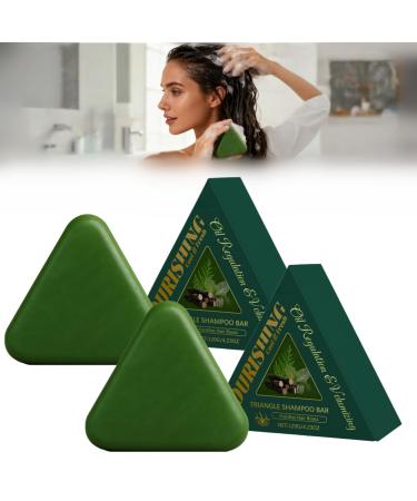 Generisch Nature Triangle Shampoo Bar Nature Seven Green Soap Nourishing Shampoo - Soothes and Strengthens Hair for Women and Men (Pack of 2)
