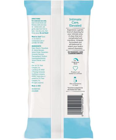 Summer's Eve Fragrance Free Gentle Feminine Wipes - 32 Count Cleansing Cloths (Pack of 1) - Buy Online on GoSupps.com
