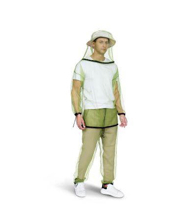 HENNCHEE Mosquito Suit, Bug Jacket Breathable Mesh Bug Pants, Outdoor Full Body Protection Mosquito Proof Clothing Green Small/Medium