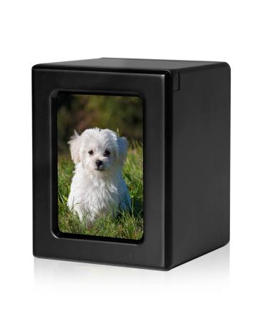 PCS Pet Photo Urns for Dogs Ashes, Dog Urns for Ashes, Pet Cremation Box S(0-25lbs) Black