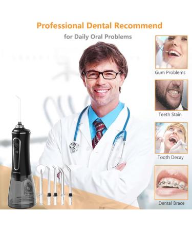 Oral Irrigator Test Winner 2024 | Cordless 300ML IPX7 Water Flosser for Home & Travel | Best for Braces & Bridges - New Black - Buy Online on GoSupps.com