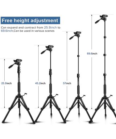 69 Camera Tripod - Patented 3-Way Swivel Portable Phone Stand - Professional Aluminum Alloy Monopod for Canon Nikon GoPro DSLR DV Smartphone - Buy Online on GoSupps.com
