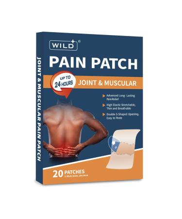 WILD+ Pain Relief Heat Patches - 20 Patches -Targeted Pain Relief up to 24h -High Elastic Stretchable Arthritis Back Shoulder Neck Knee Patches -Adhesive Heat Pads for Back Pain Relief Plaster 20PCS