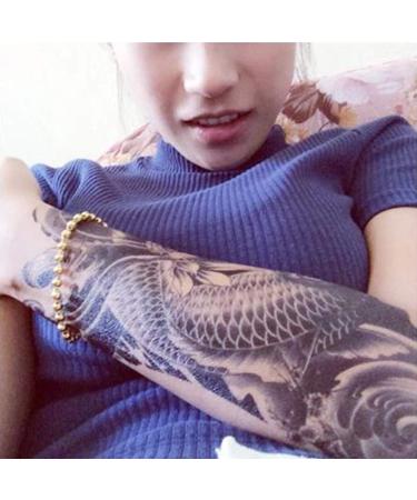 Yesallwas Temporary Tattoo 6 Sheets - Koi Fish, Lotus, Gold Carp Black Fashion Body Stickers - Arm, Shoulder, Chest & Back Tattoo for Men and Women - Buy Online on GoSupps.com