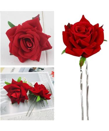 4PCS Small Red Rose Flower Hair Clips - Bridal Hair Pins for Women and Girls - Buy Online on GoSupps.com