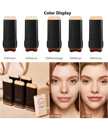 CARL Foundation stick with brush concealer primer stick with brush light clear foundation cream for mixed complexions 03 warm beige - Buy Online on GoSupps.com