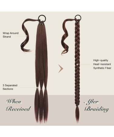 Fine Braid Extensions - 75 cm Reddish Brown Ponytail with Hair Tie | Synthetic Hair Extensions for Women - Buy Online on GoSupps.com
