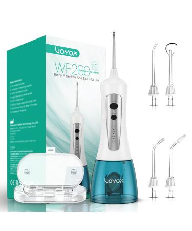 VOYOR Water Flosser for Teeth Cordless Rechargeable Dental Oral Irrigator Plaque Remover Teeth Cleaner with Multi Modes IPX7 Waterproof Portable Water Floss Use at Home Travel WF200 (Blue)